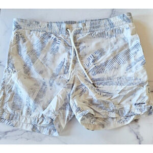Richards Mar Mens Swim Shorts Size 2 White Blue Palm Tropical Beach Boardshort